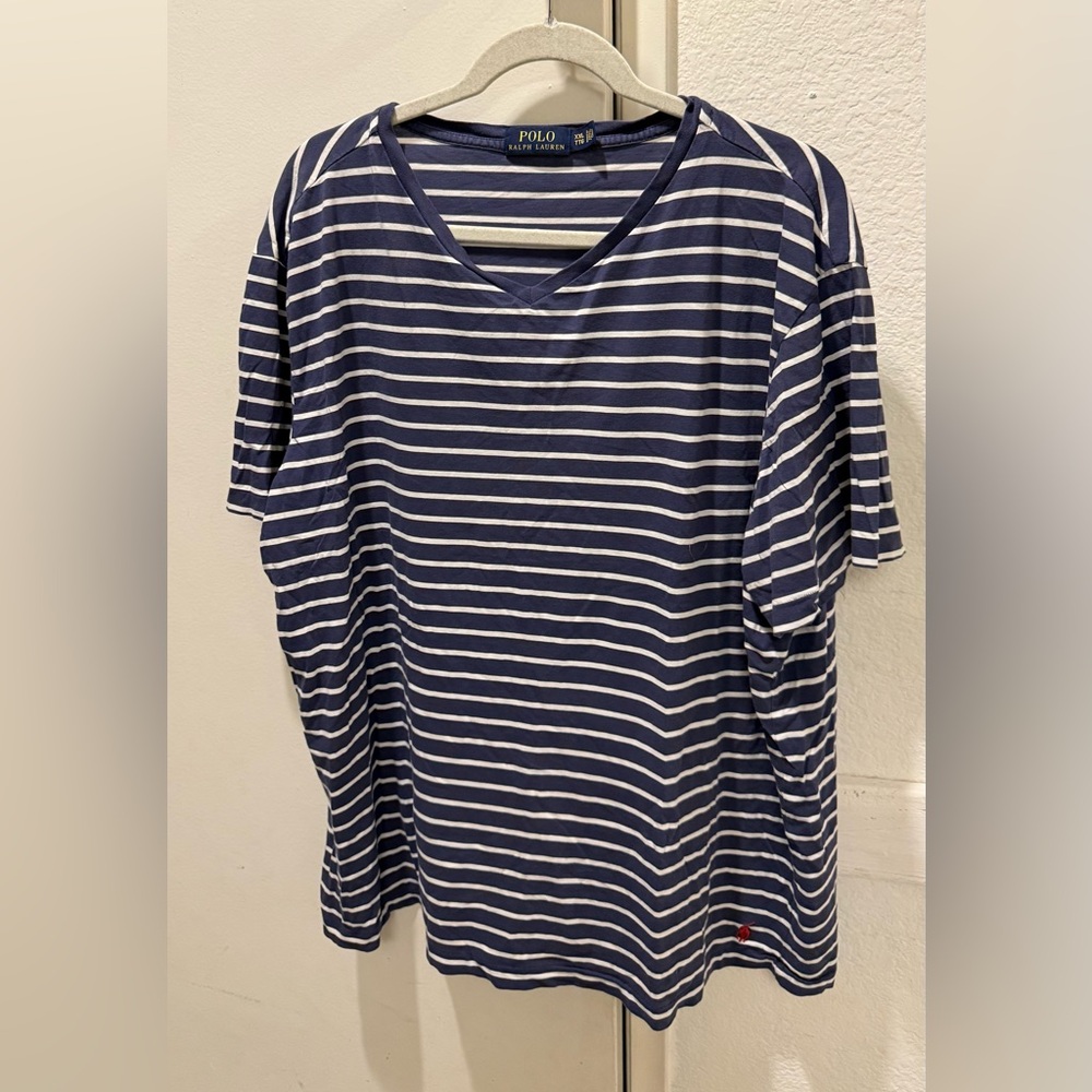 Polo Ralph Lauren Navy V-Neck T-Shirt – Size XXL